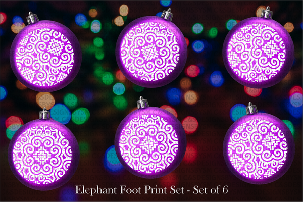 Elephant Foot Print Ornaments - Set of 6