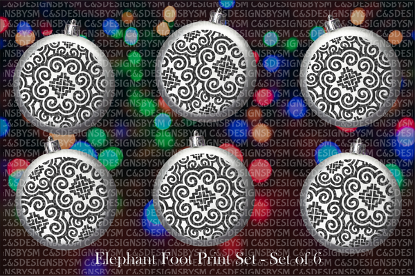 Elephant Foot Print Ornaments - Set of 6