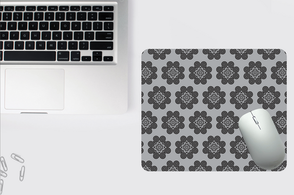 Hmong Inspired Mouse Pad - Grey & Black