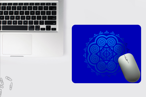 Hmong Inspired Mouse Pad - Blue & Metallic Blue