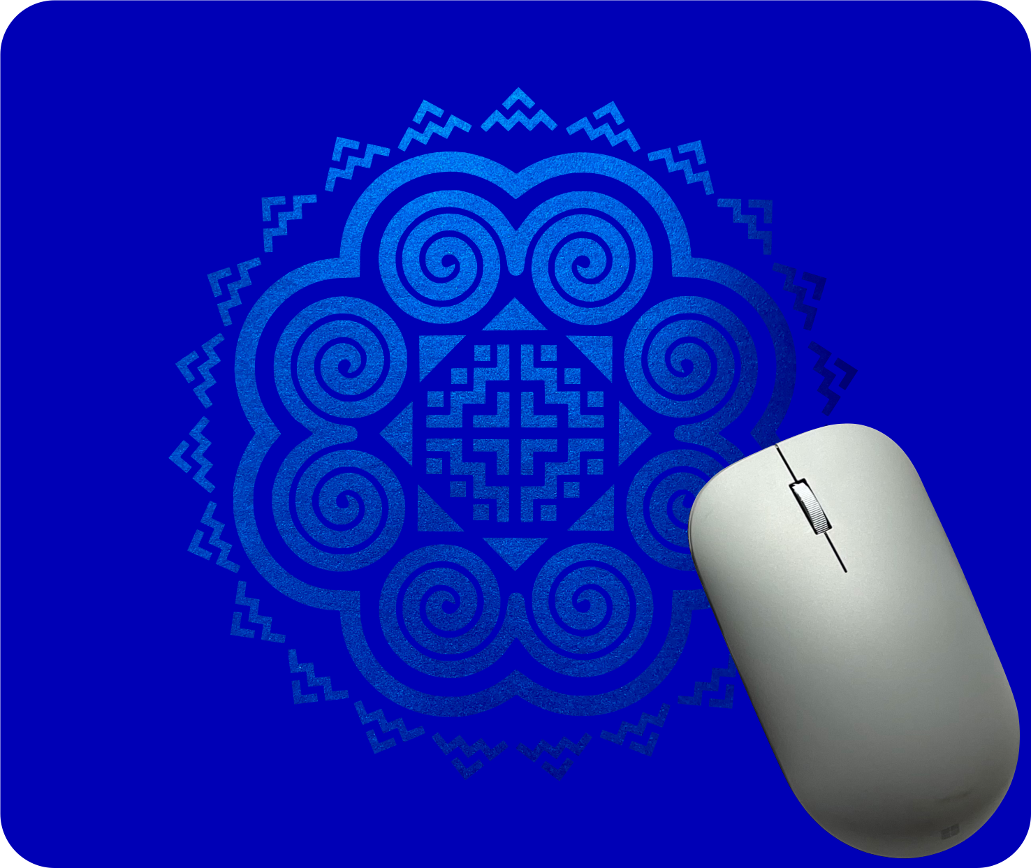 Hmong Inspired Mouse Pad - Blue & Metallic Blue
