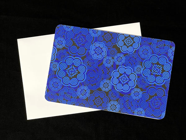 Blue Flow of Elephant Foot - BLANK Hmong Inspired Greeting Card