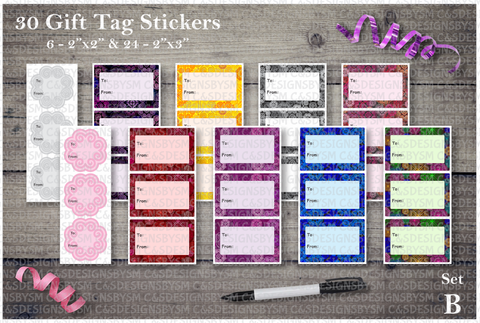30 Gift Tag Stickers - Set B