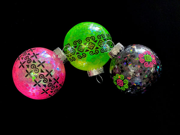 Glitter Ornaments - Set of 3